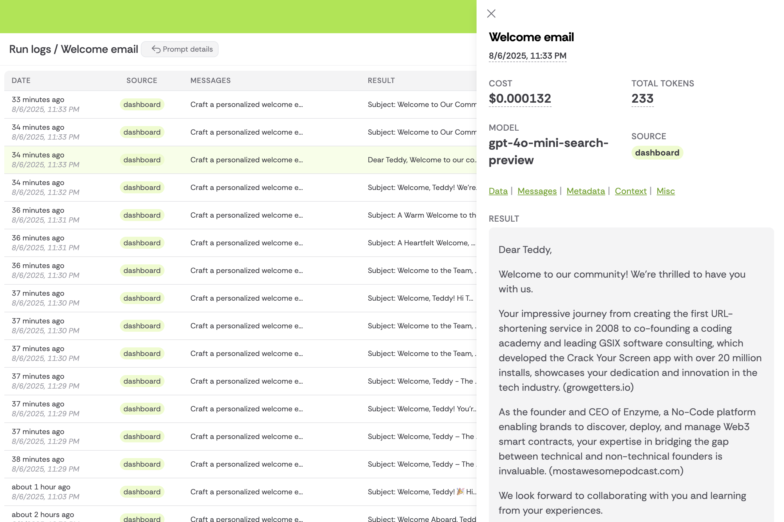Comprehensive Run Logs & Monitoring